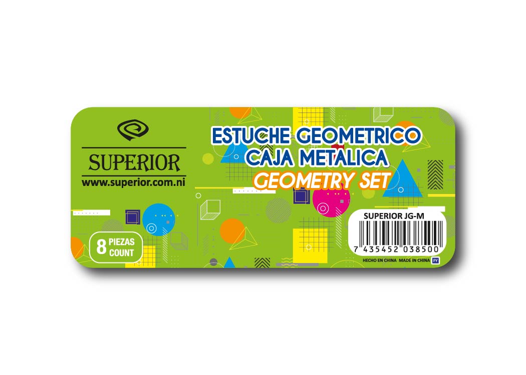 ESTUCHE GEOMETRICO EN CAJA METALICA LATITA 8 PCS